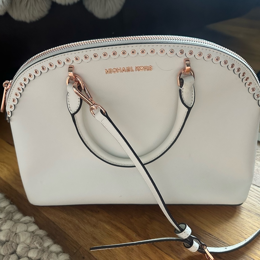 Michael Kors Cream Satchel with Rose Gold Accents.    Brand new